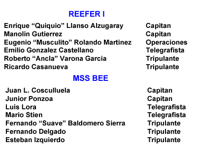 Tripulantes del Reffer I y Mss Bee